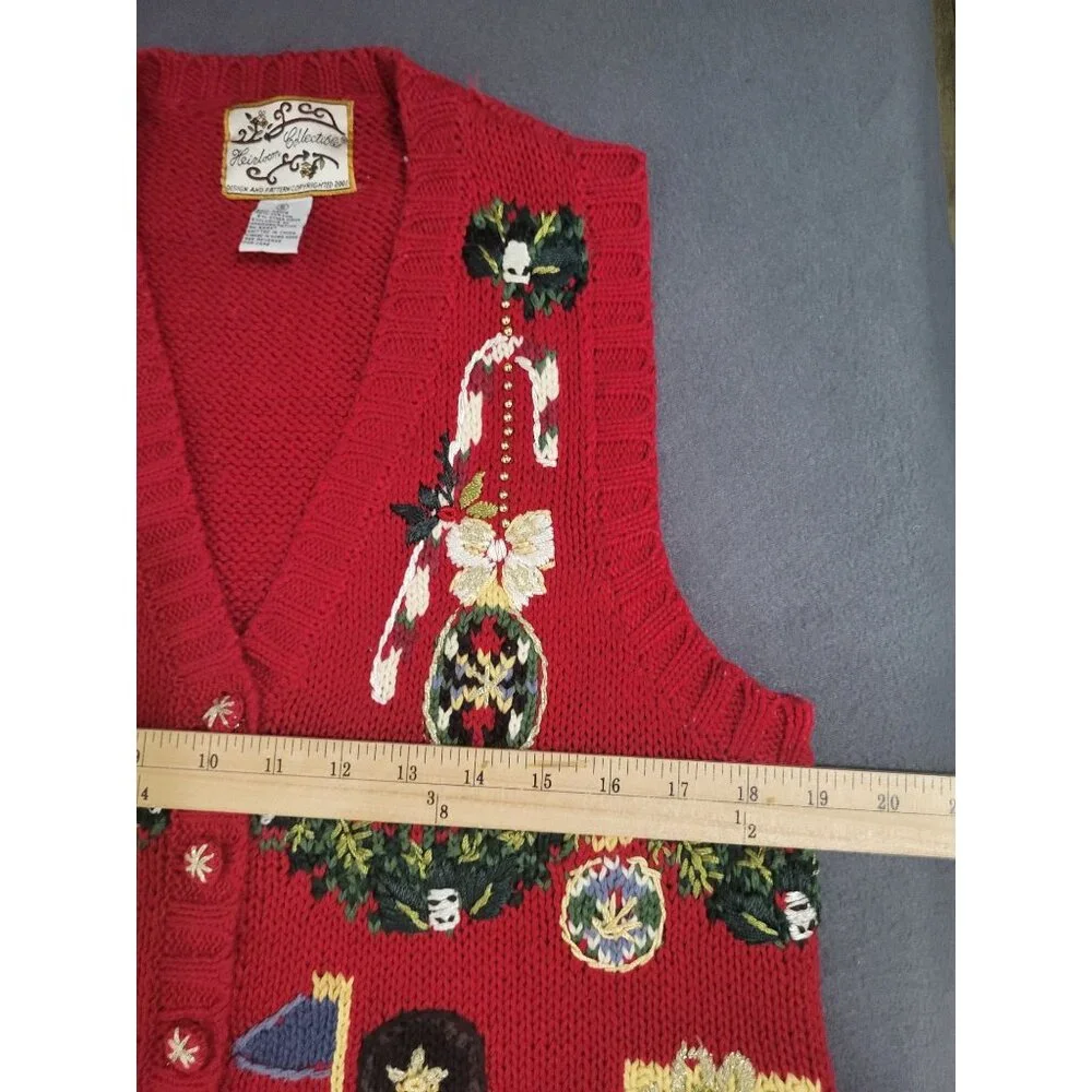 VTG Heirloom Collectibles Ugly Christmas Sweater Vest Nutcracker Holiday SZ S - Picture 4 of 9